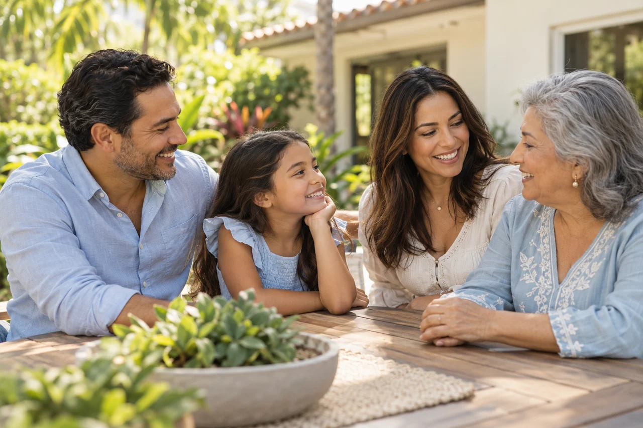 Illustrative photograph of a family enjoying time together outdoors